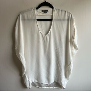 Vince Cream V-Neck Dolman Sleeve Blouse Silk